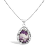 Sterling Silver Chevron Amethyst Teardrop Pendant Necklace