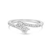 10K White Gold 1/4 Cttw Two-Stone Diamond Bypass Engagement Ring