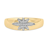 18K Yellow Gold 1/10 Cttw Diamond Star Burst Inlay Ring
