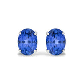 Platinum 5X7 MM Lab Created Blue Sapphire Oval Solitaire Stud Earrings