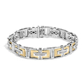 Men's 10K Yellow Gold Plated Silver Diamond Accent Geometric Link Bracelet