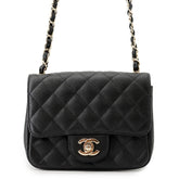 Chanel Chain Shoulder Bag Matelassé Coco Mark Caviar Skin Mini A35200 CHANEL Black Handbag Women's — Like New