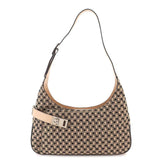 Salvatore Ferragamo Gancini Shoulder Handbag, Canvas and Leather, Beige Black, AQ-21 0201 Bag — Like New