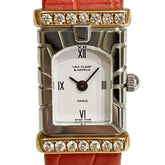 Van Cleef & Arpels Facade Watch, Total Weight 12.9g, Stainless Steel, Genuine Leather Strap, Quartz Movement, White Dial, 531963T5 — Good