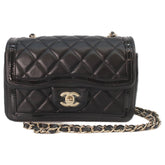 CHANEL AS4288 Matelassé 20 Black Lambskin x Patent Leather Gold Hardware Single Flap Shoulder Bag Women's — Like New