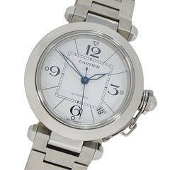 Cartier Pasha C Date Automatic Watch for Boys, Stainless Steel (SS) W31074M7, Silver & White — Good