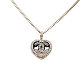 Chanel Coco Mark Heart Motif Necklace, Gold and Black Plated Rhinestones, Women's CHANEL — Like New