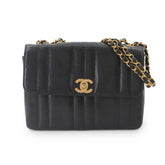 Chanel Mademoiselle Chain Shoulder Handbag, Caviar Leather, Black, Coco Mark, Gold Hardware — Like New