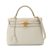 Hermes Kelly 32 Evercolor Beton 2-way Hand/Shoulder Handbag, Inside Stitching, A Stamp, Gold Hardware — Like New