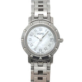 Hermes Clipper Nacre CL4 230 Women's Watch, 12-Diamond Bezel, White Shell, Quartz Watch — Very Good
