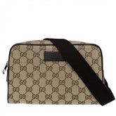 Gucci waist bag for men, pouch, body bag, GUCCI 449174 GG canvas leather brown with silver hardware — Like New