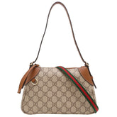 GUCCI GG Emblem Small 815218 Shoulder Bag Supreme x Leather Beige Brown Women's 353420 — Like New