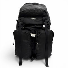 PRADA 2VZ019 Triangle Logo Re-Nylon Leather Backpack Daypack Black Made in Italy Men's with Dust Bag — Like New