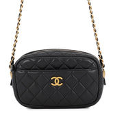 Chanel Chain Shoulder Bag, Matelassé, Coco Mark, Camera Case, Lambskin, A91796, CHANEL Pochette, Black, Handbag, Women's — Like New