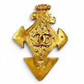 CHANEL Vintage 94P Coco Mark Large Antique Brooch Accessory Gold Made in France Women's — Like New