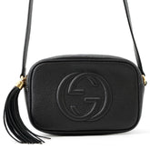 Gucci Interlocking G Soho Disco Bag Small Leather Shoulder 347994 GUCCI Black Tassel Handbag Women's — Like New