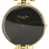 Christian Dior Bakira Watch 47 154-2 Gold Plated Quartz Analog Display Black Dial Men's — Good