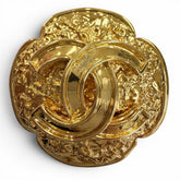 CHANEL Vintage 1995 (95A) Coco Mark Flower Brooch, Gold, Made in France, Women's — Like New