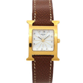 Hermes H-Watch HH1 201 Women's Watch White Brown Quartz H — Very Good