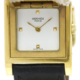 HERMES Medor Gold Plated Leather Quartz Ladies Watch — Good