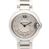 Cartier Ballon Bleu SM 11-Diamond Watch, Stainless Steel, Silver Tone, Ladies' WE902073 — Very Good