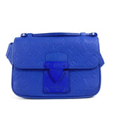 LOUIS VUITTON M58486 Monogram Taurillon S Rock Sling Bag, Belt Cross Shoulder Body Leather, Men's, Women's, Blue — Like New