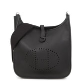 Hermes Evelyne 3 PM Shoulder Bag, Black, Taurillon Clemence Leather, G Stamp, Evelyne, Handbag, Women's, HERMES — Like New