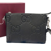 GUCCI Jumbo GG Shoulder Bag 761747 Black Leather Men's and Women's — New - Store Return