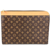 LOUIS VUITTON M82540 Monogram Pochette Jour, a clutch bag with an L-shaped zipper and canvas, suitable for men women, in brown, like new — Like New