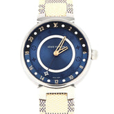 Louis Vuitton Tambour Dual Time 12P Circle D QA142 Stainless Steel Quartz Watch — Very Good
