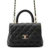 Chanel handbag, Coco Mark, Matelassé, Handle, XXS, caviar leather, AS2215, CHANEL 2-way, black, women's — Like New
