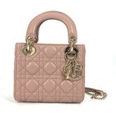 CHRISTIAN DIOR M0505ONGE_M50P Lady CHRISTIAN DIOR Cannage Chain Shoulder Bag Crossbody Bag Hand Bag Pink BeigeBased — Like New