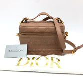 Christian Dior Dior Travel Small Vanity Bag Cannage Stitch Handbag Lambskin Canvas Women's Pink E-240503-12 — New - Store Return