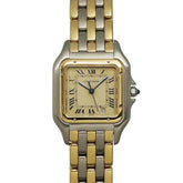 Cartier Panthère MM 3-Row Date Two-Tone Watch 83083244 Boys' Ivory YG Yellow Gold Quartz — Like New
