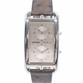 Hermes Cape Cod Ladies Quartz Watch, Stainless Steel, Leather Strap, CC3-510, Battery Operated, Brown, □H Stamp, Circa 2004 — Good