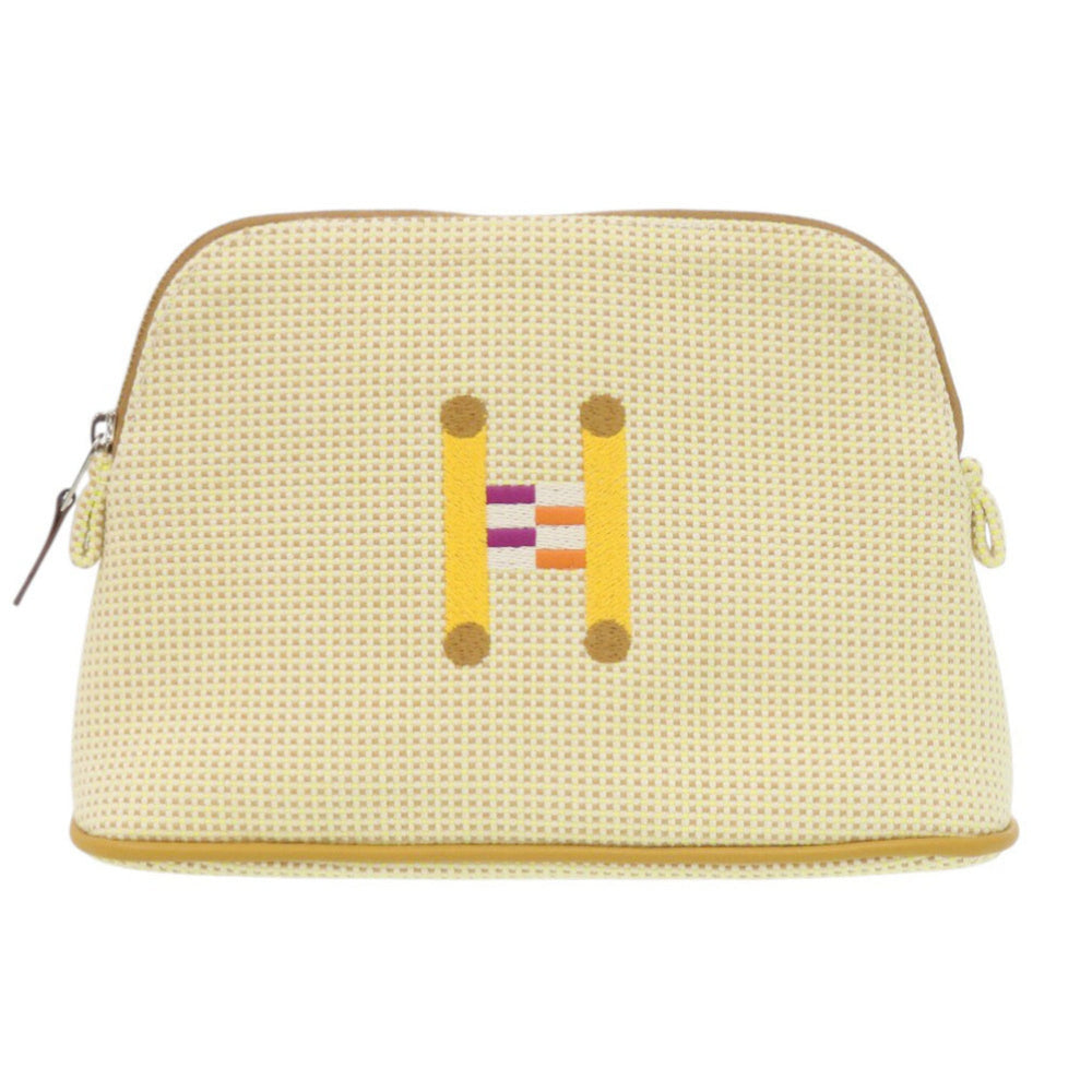 Like new Hermès Bolide Pouch 20 PM Crazy H Cotton Citron Ochre with Silver Hardware Bag 1436HERMES — Like New