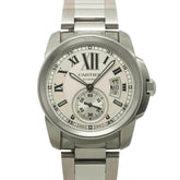 Cartier Calibre de W7100015 Men's Watch, Date, Silver, Small Seconds, Automatic Winding — Very Good