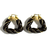 BOTTEGA VENETA Women's Hoop Triangle Twist Earrings in 925 Silver and Leather — Like New