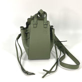 LOEWE Hammock Drawstring Bag, Mini Handbag/Shoulder Leather, Women's, Khaki, Like New — Like New