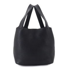 Hermes Picotin MM Handbag, Taurillon Clemence Leather, Black, Silver Hardware — Like New