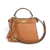 FENDI 8BN335 Peekaboo ISeeU Petite Bag Handbag Shoulder Leather Women's Brown E-240717-2 — New - Store Return