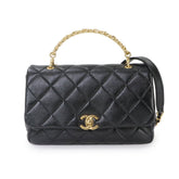 Chanel Matelasse 2-way Handbag/Shoulder Bag, Leather, Black, Gold Hardware — Like New