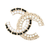 Chanel Brooch, Coco Mark Rhinestone, Faux Pearl, Lambskin, B25V AB8609 CHANEL Brooch BROACH — Like New