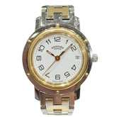 Hermes Clipper watch, total weight 36.2g, stainless steel, quartz movement, white dial, CL3.240 — Good