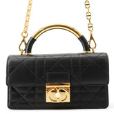 Christian Dior Macro Cannage Ange Mini Calf Leather Handbag M4401UNMZ 2-way Black — Like New