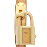 Hermes Kelly Watch, Gold Plated Leather Strap, Ladies' Champagne Color, KE1.201 — Very Good