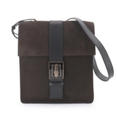 Gucci Tiger Head Shoulder Handbag, Suede Leather, Brown, Black, Gold Hardware, 001-4079 Bag — Like New