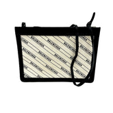 BALENCIAGA 528147 All-over print pochette bag, crossbody, shoulder leather, canvas, women's, white x black, like new — Like New
