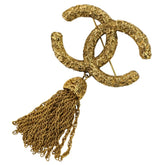 93A CHANEL Vintage Coco Mark Tassel Brooch, Gold, Women's — Like New