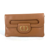 CHRISTIAN DIOR M8641UBBU Clutch Bag CD 3WAY ChainShoulder Bag Hand Bag Brown — Like New